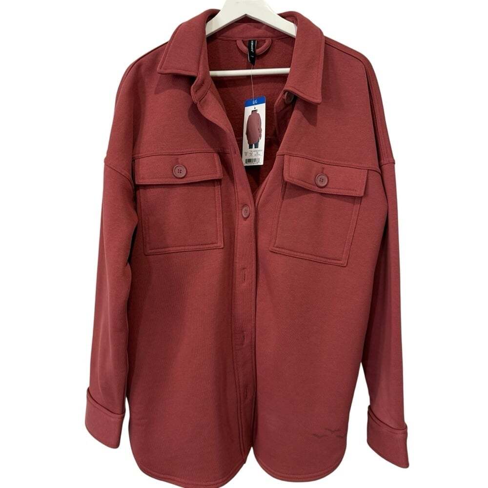 Ladypants Fleece Shacket in Dusty Rose Pink Size L Women's Utility Jacket - NWT